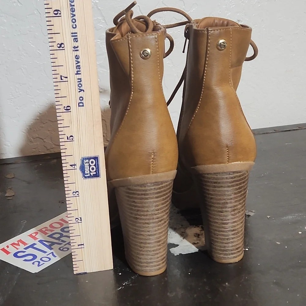 GBG GUESS 7.5M High Side Zip Lace Up Heel Boot
